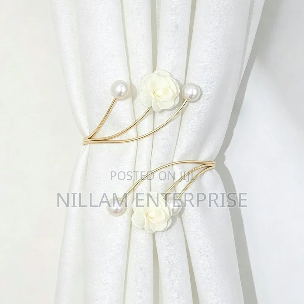 Adjustable Pearl Butterfly Flower Curtain Tiebacks