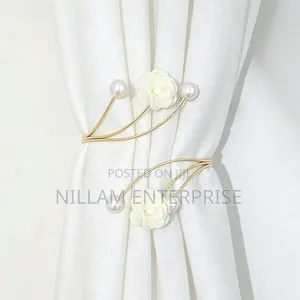 Adjustable Pearl Butterfly Flower Curtain Tiebacks