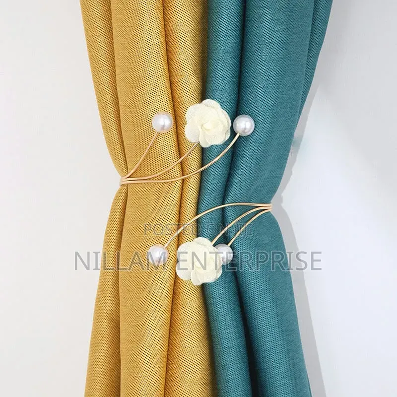 Adjustable Pearl Butterfly Flower Curtain Tiebacks