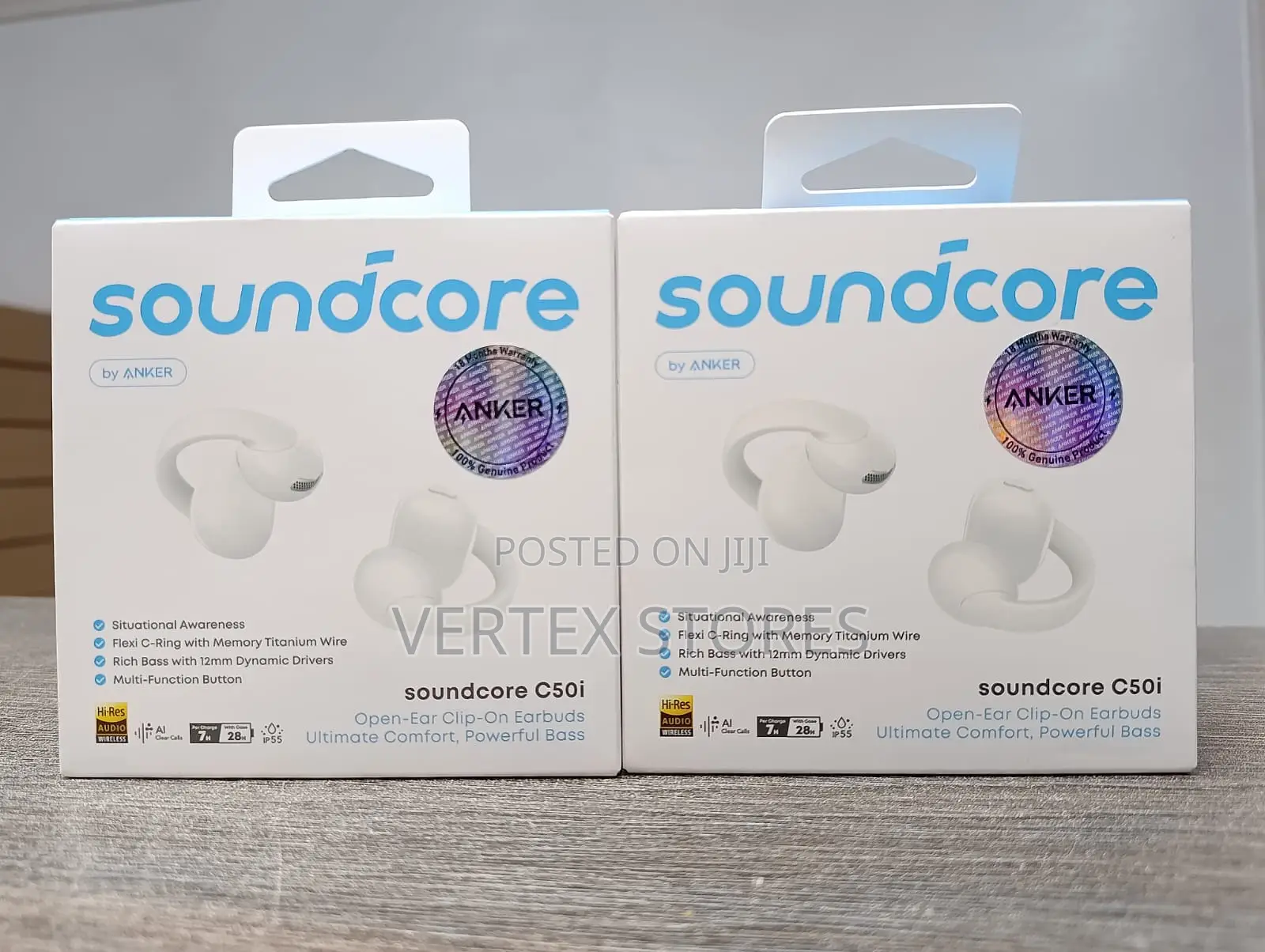 Soundcore C50i Open-Ear Clip-on Wireless Earbuds – White