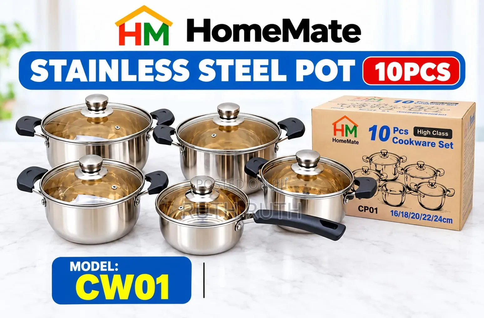 10 Pieces Stainless Steel Sufuria