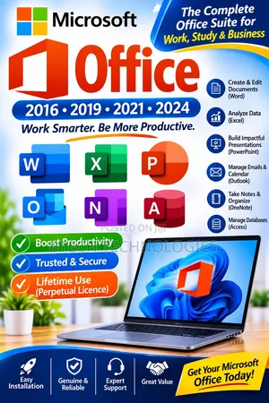 Microsoft Office 2016, 2019, 2021 & 2024 – Productivity Software