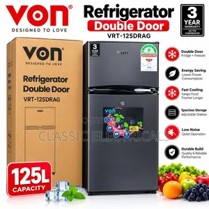 Von Double Door 125l Fridge