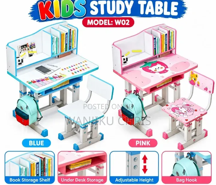 Adjustable Kids Study Table and Chair Set