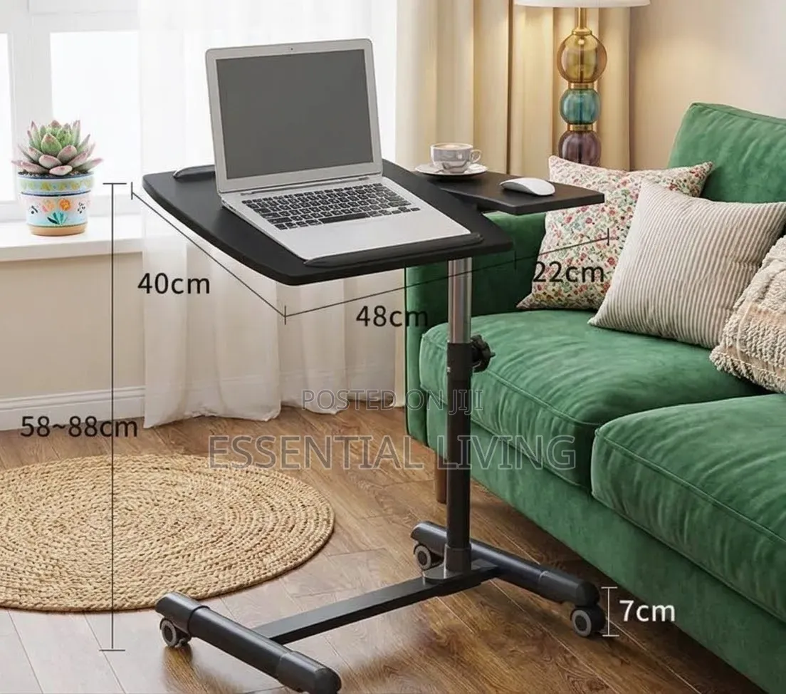 Foldable Computer Desk Height Adjustable Laptop Side Table With Wheels