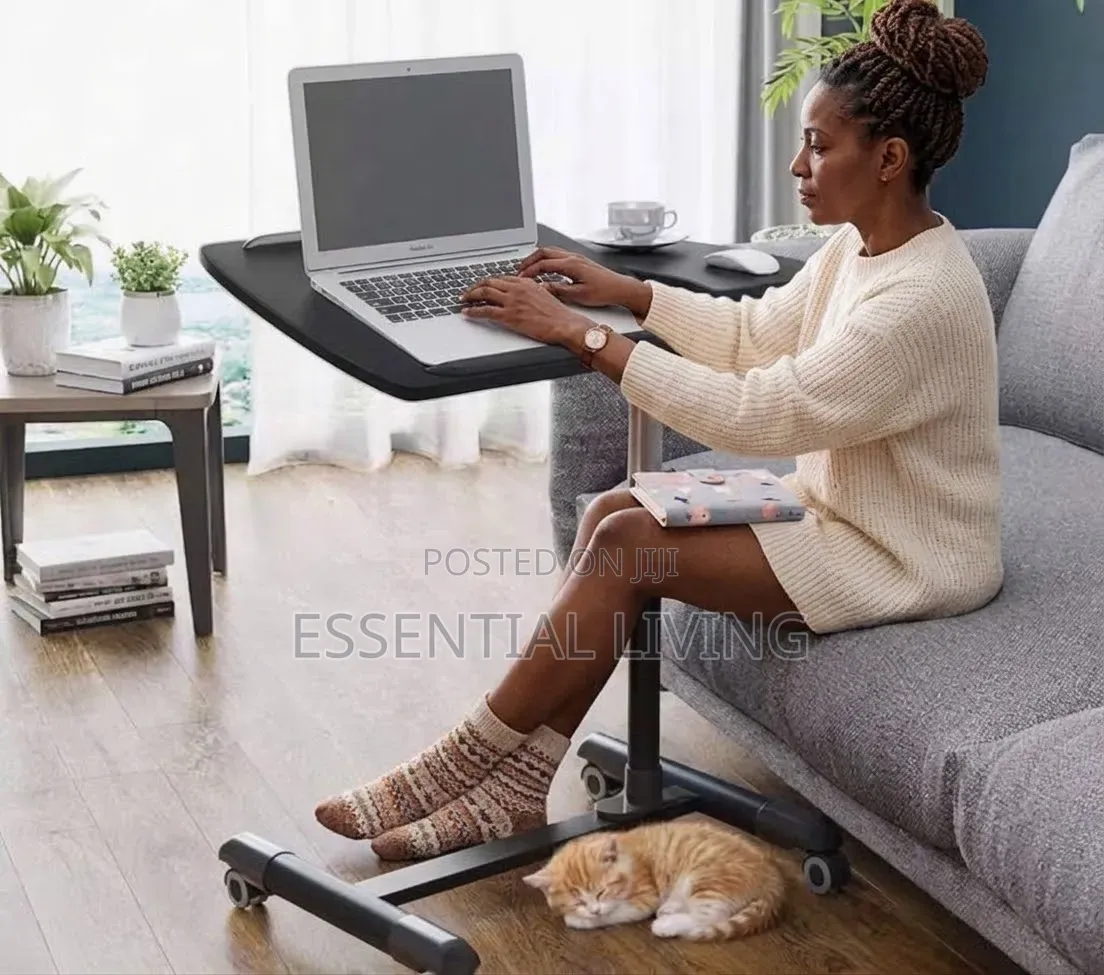 Foldable Computer Desk Height Adjustable Laptop Side Table With Wheels