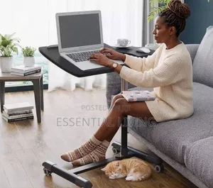 Foldable Computer Desk Height Adjustable Laptop Side Table With Wheels