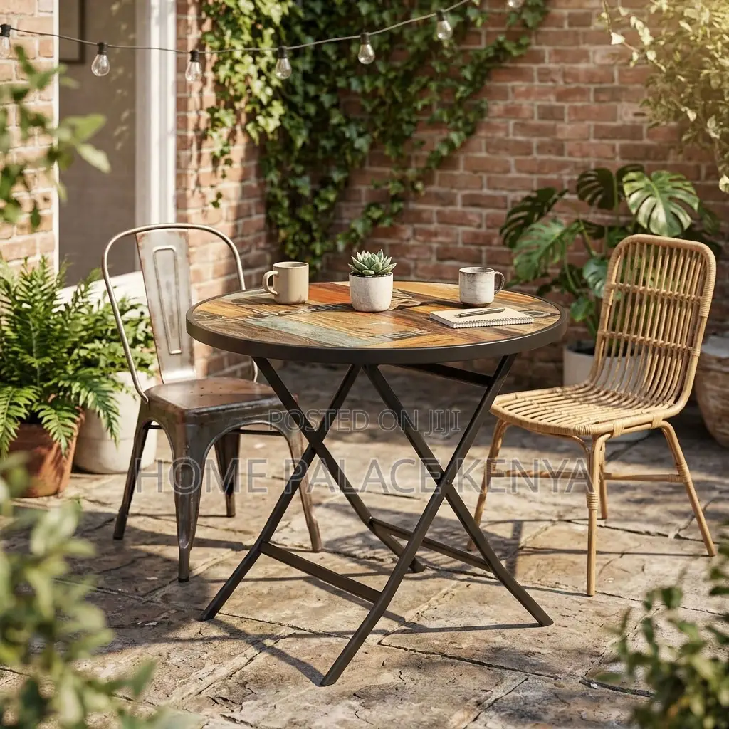 Dining Table; Round MDG Top Foldable Dining Table