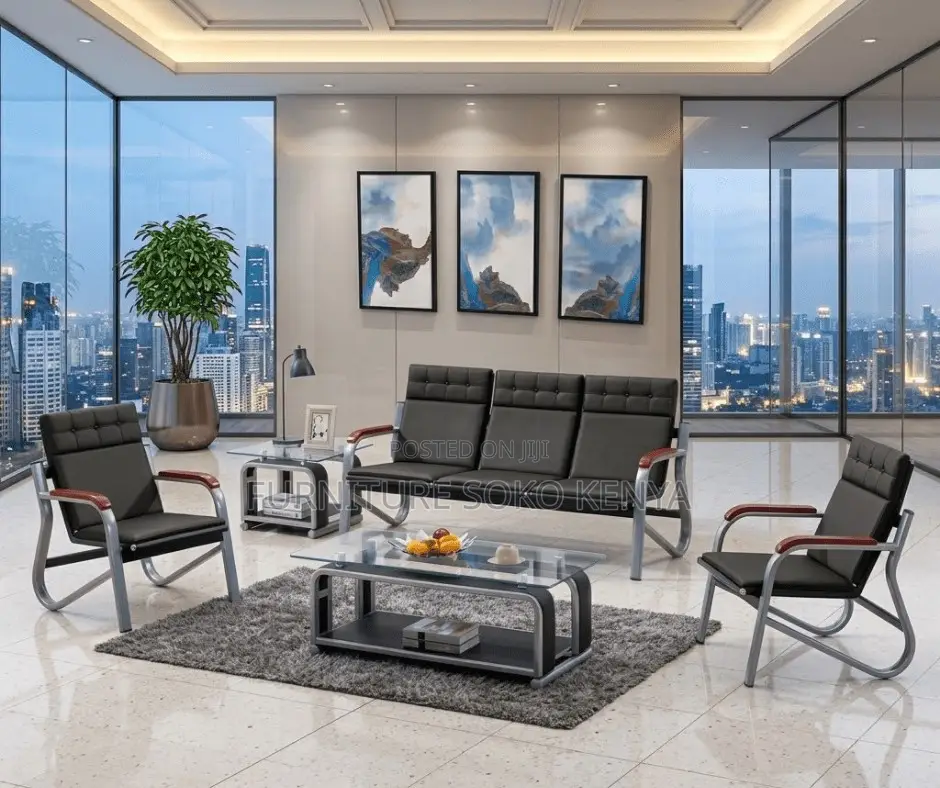 Sofa Set : 5-Seater Office Leather Sofa Set