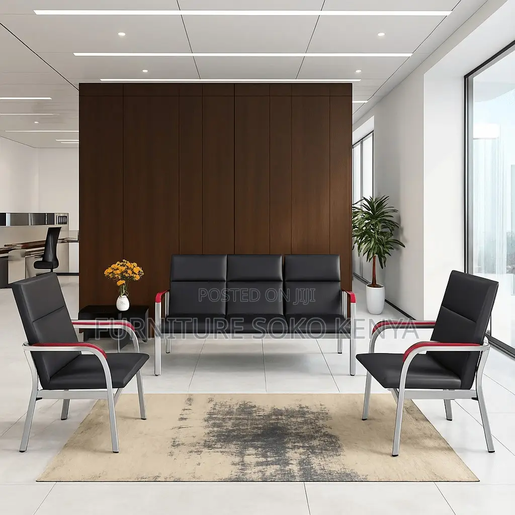 Sofa Set : 5-Seater Office Leather Sofa Set