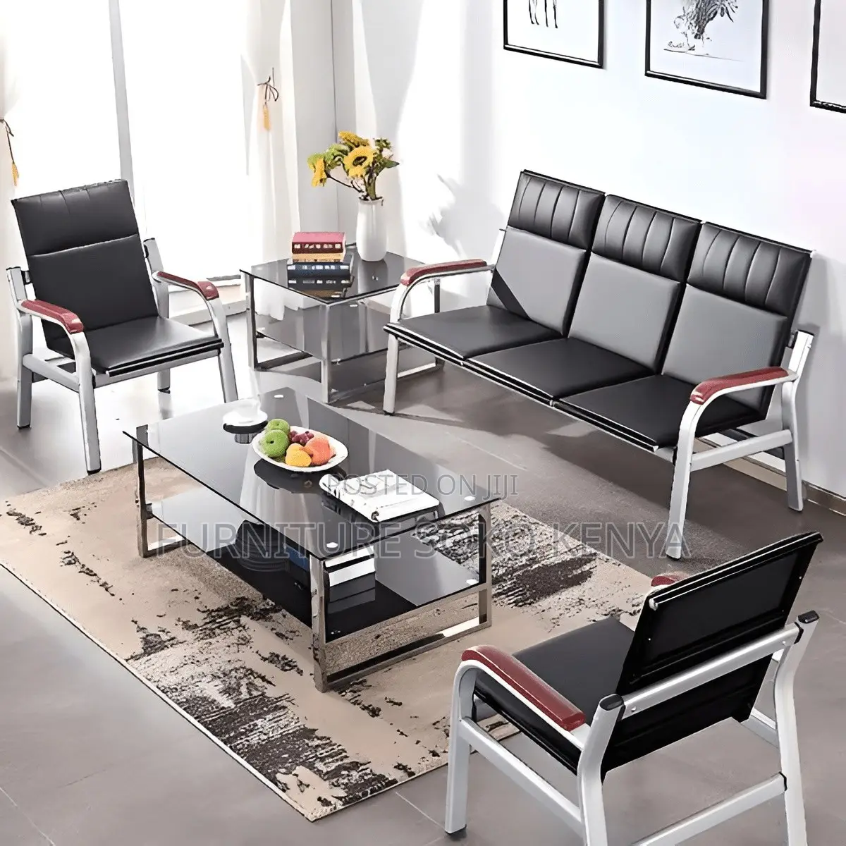 Sofa Set : 5-Seater Office Leather Sofa Set