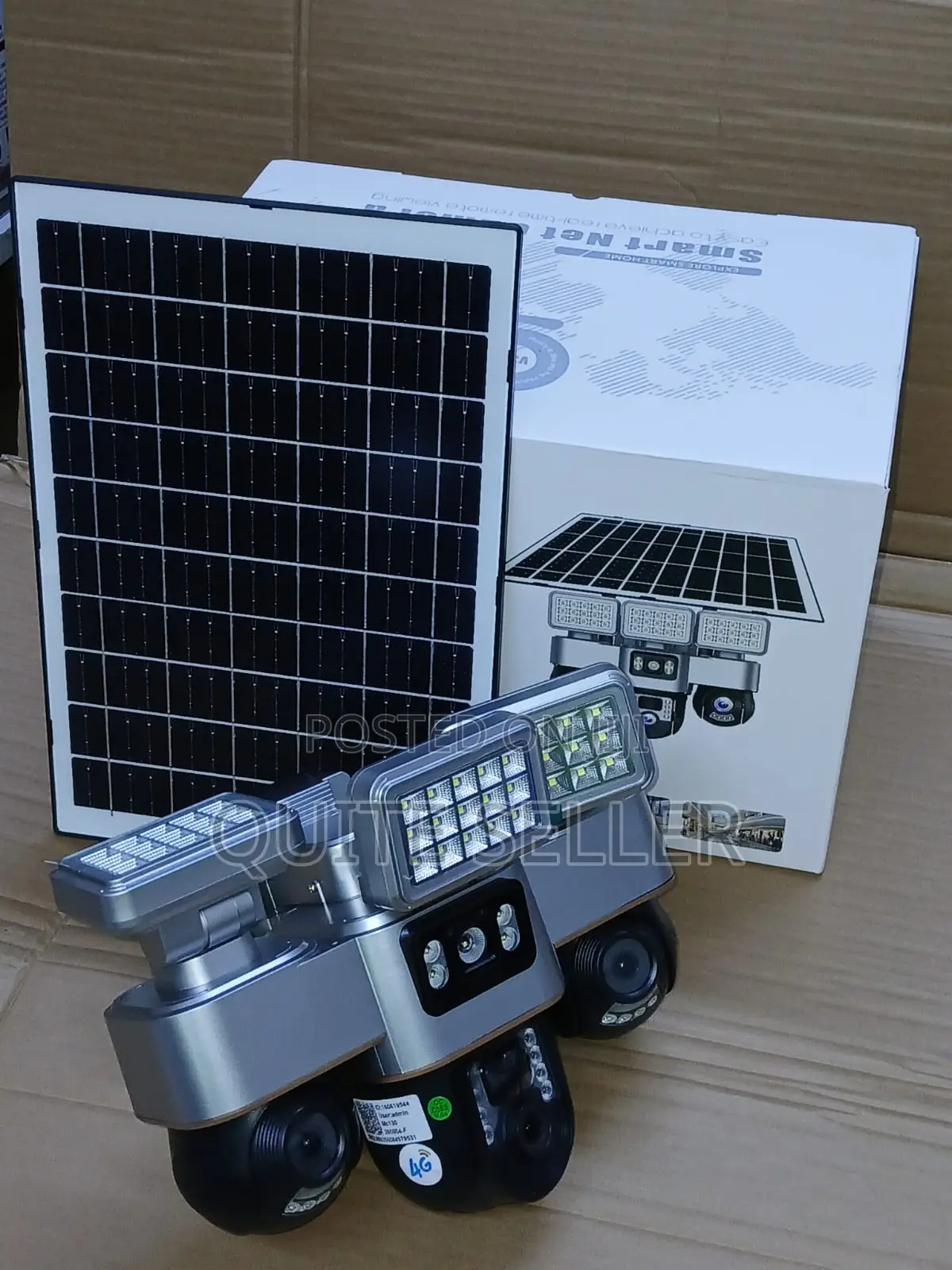 4G V380 Pro Triple-Lens Solar Security Camera With 3 Solar Lights