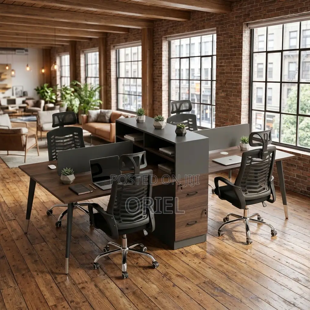 4-Way Office Workstation Desk – Modern Shared Desk for Teams