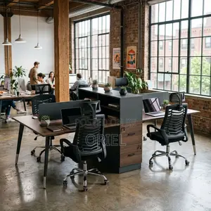 4-Way Office Workstation Desk – Modern Shared Desk for Teams