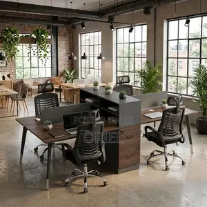 4-Way Office Workstation Desk – Modern Shared Desk for Teams