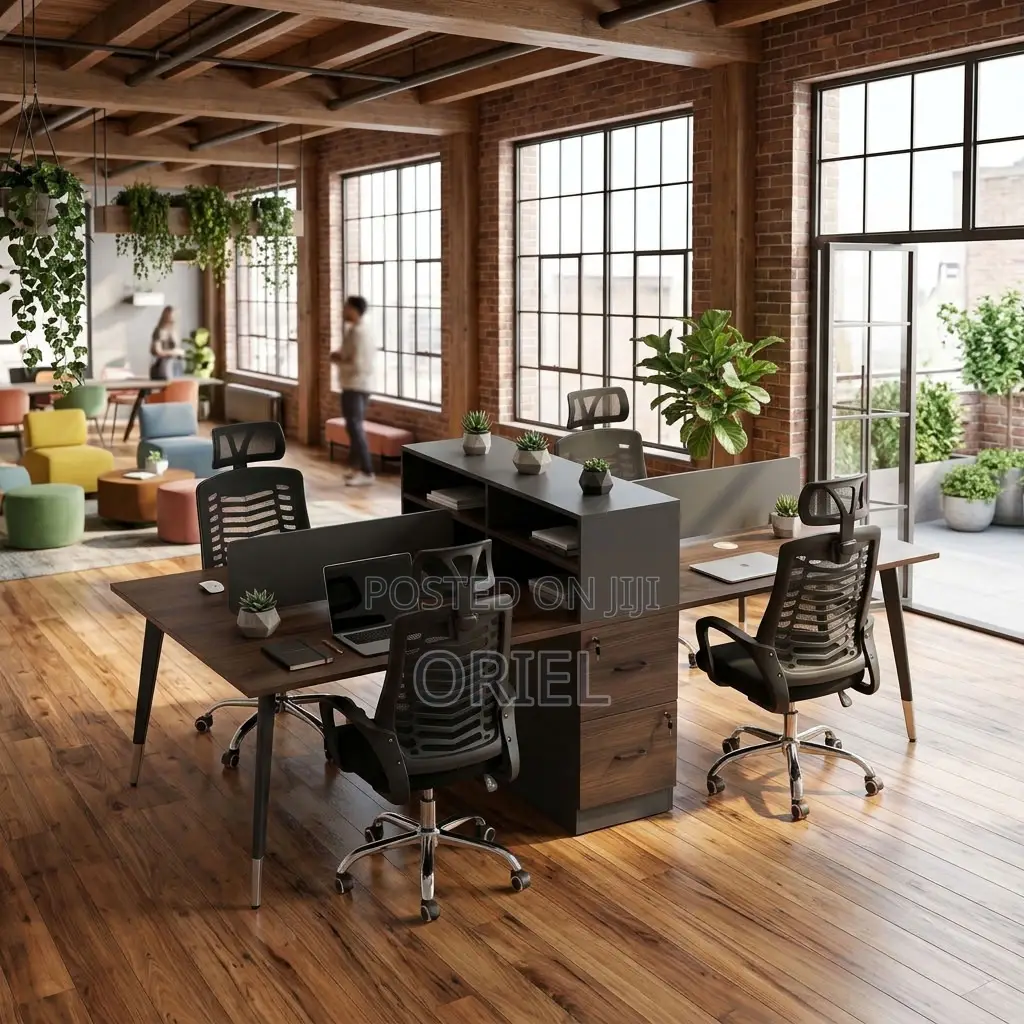 4-Way Office Workstation Desk – Modern Shared Desk for Teams