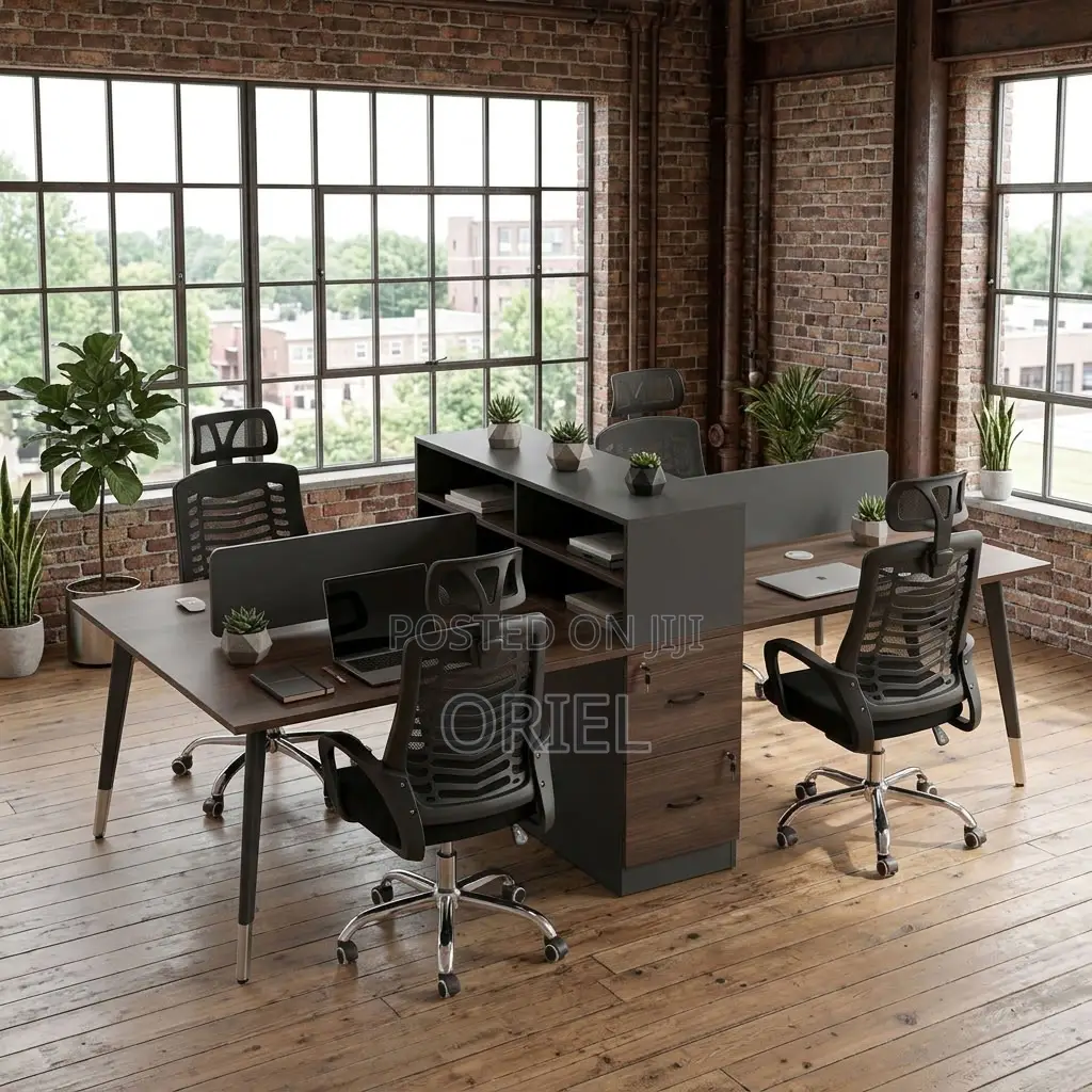 4-Way Office Workstation Desk – Modern Shared Desk for Teams