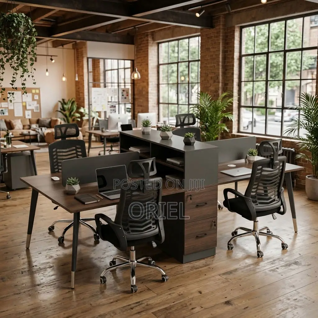 4-Way Office Workstation Desk – Modern Shared Desk for Teams