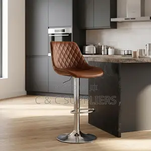 Brown Adjustable Kitchen Leather Stool.