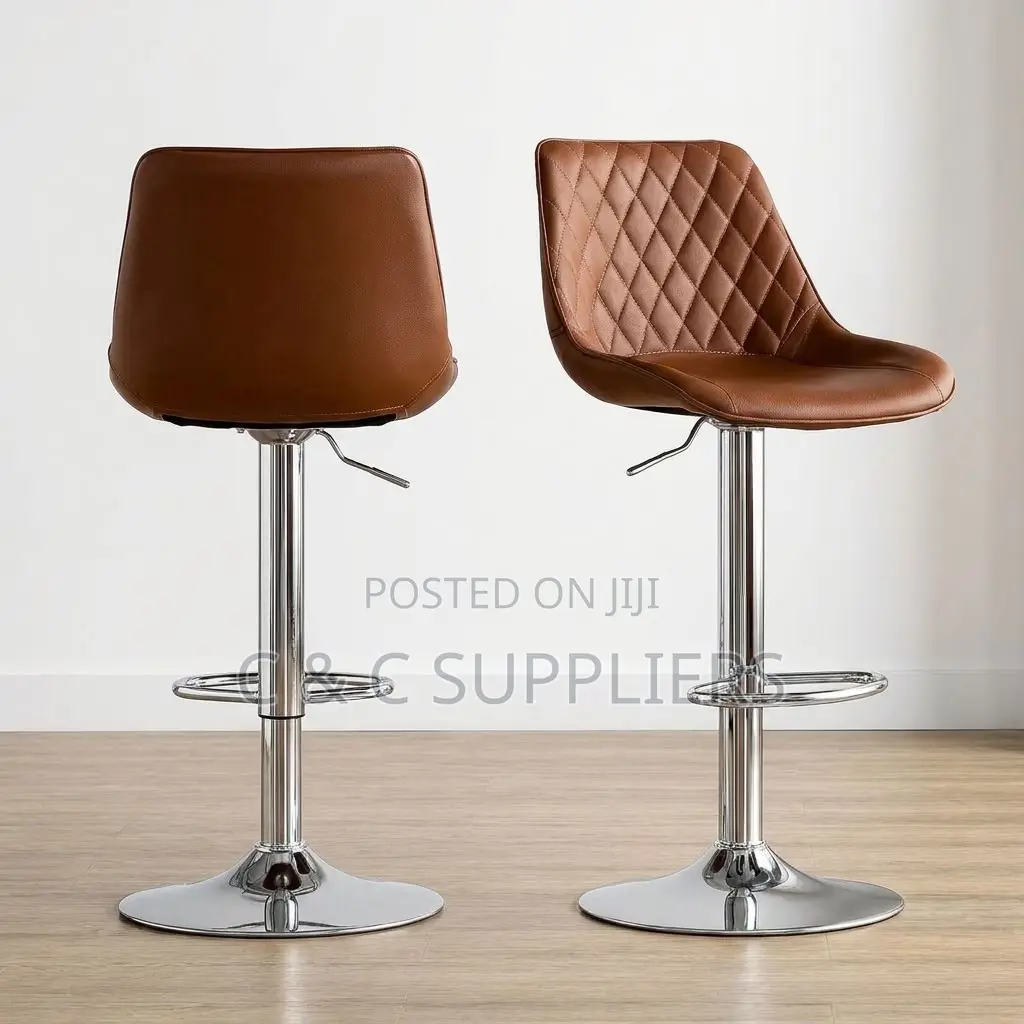 Brown Adjustable Kitchen Leather Stool.