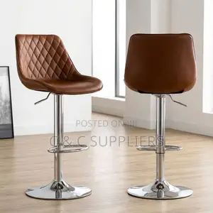 Brown Adjustable Kitchen Leather Stool.