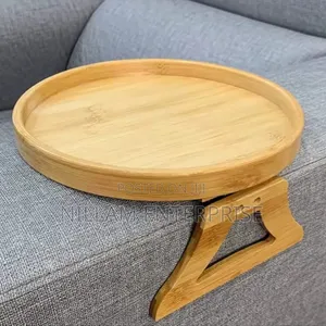 Round Bamboo Multifunctional Portable Sofa Tray.*