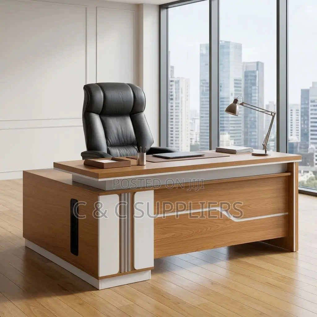 1.8M Brown Imported L-Shaped Desk