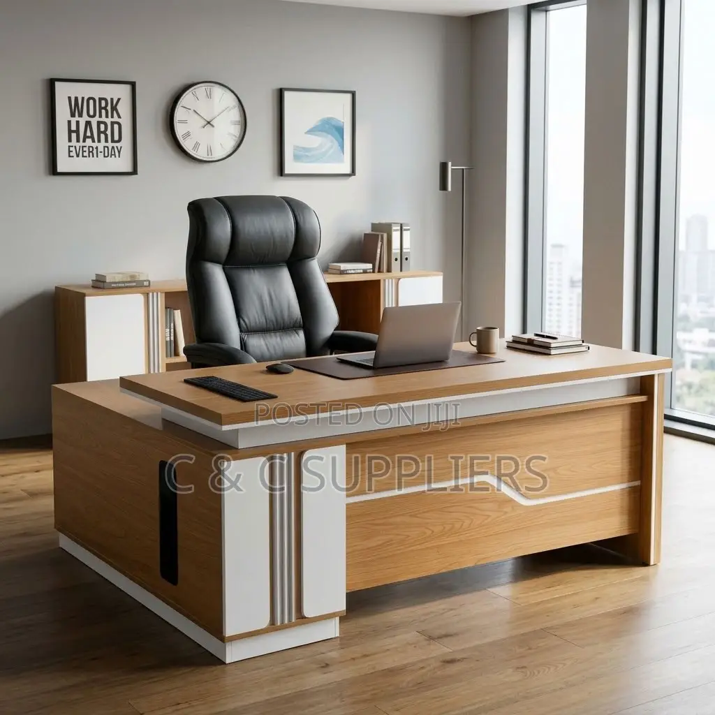 1.8M Brown Imported L-Shaped Desk