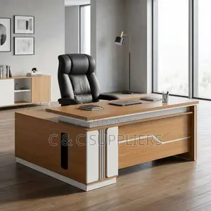 1.8M Brown Imported L-Shaped Desk