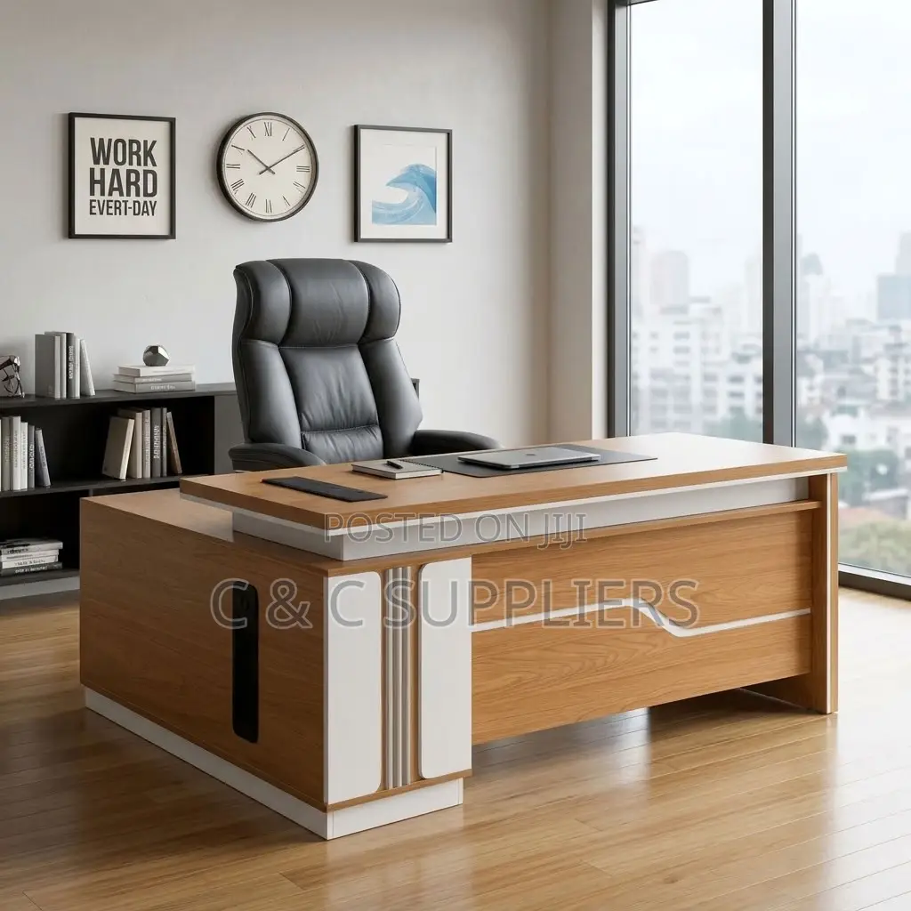 1.8M Brown Imported L-Shaped Desk
