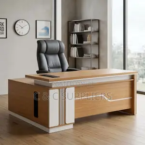 1.8M Brown Imported L-Shaped Desk