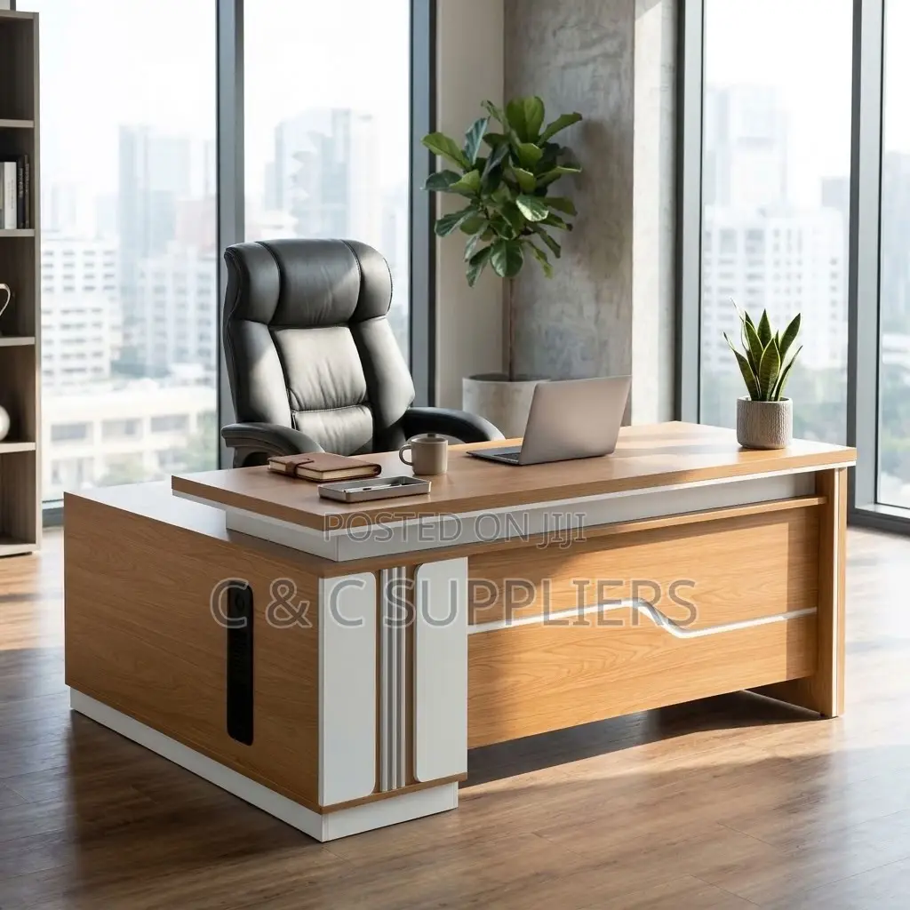 1.8M Brown Imported L-Shaped Desk