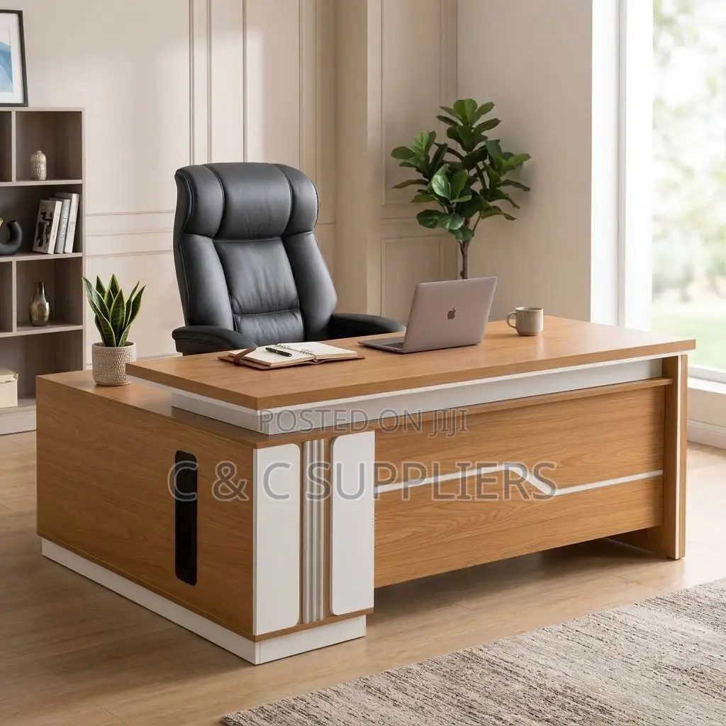 1.8M Brown Imported L-Shaped Desk