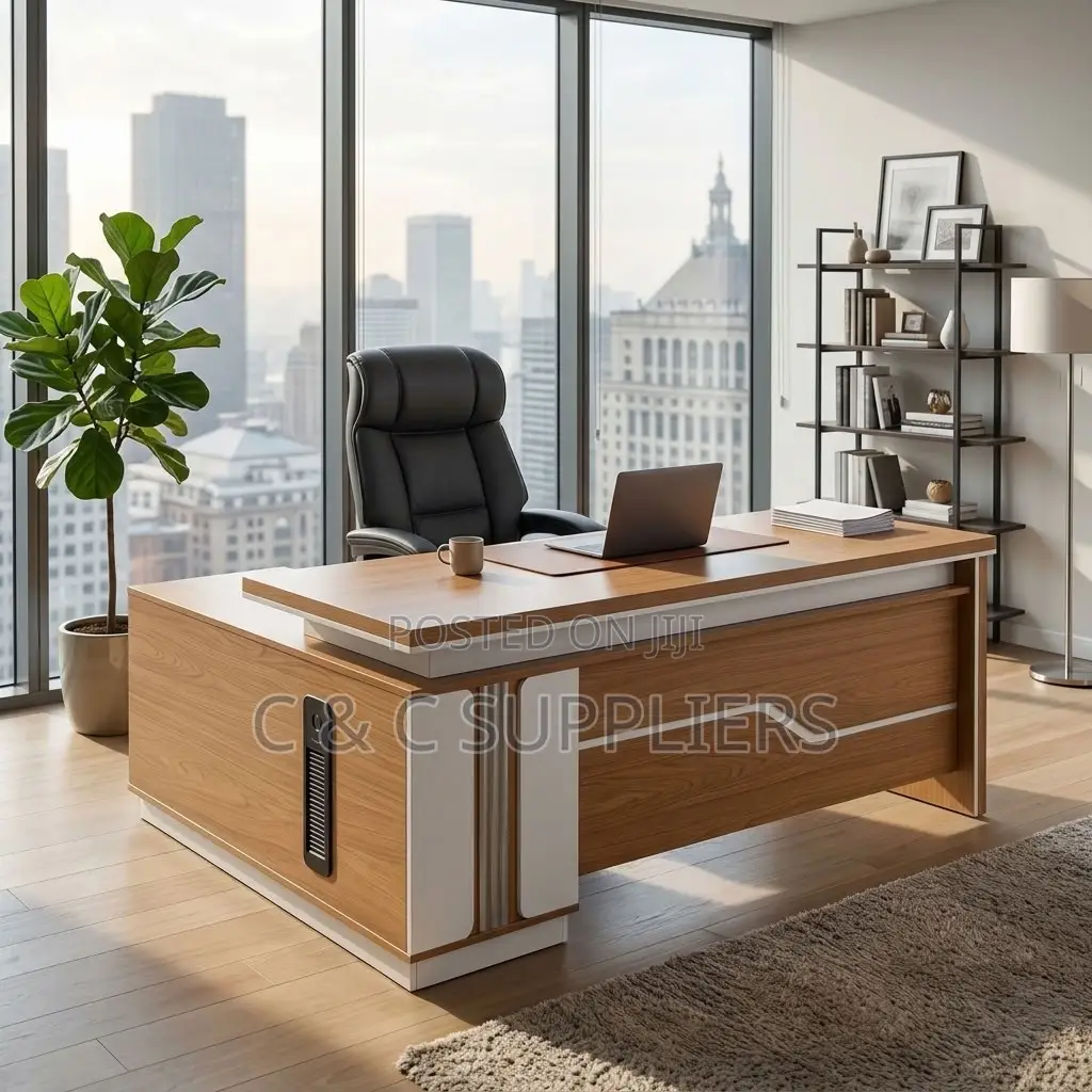 1.8M Brown Imported L-Shaped Desk