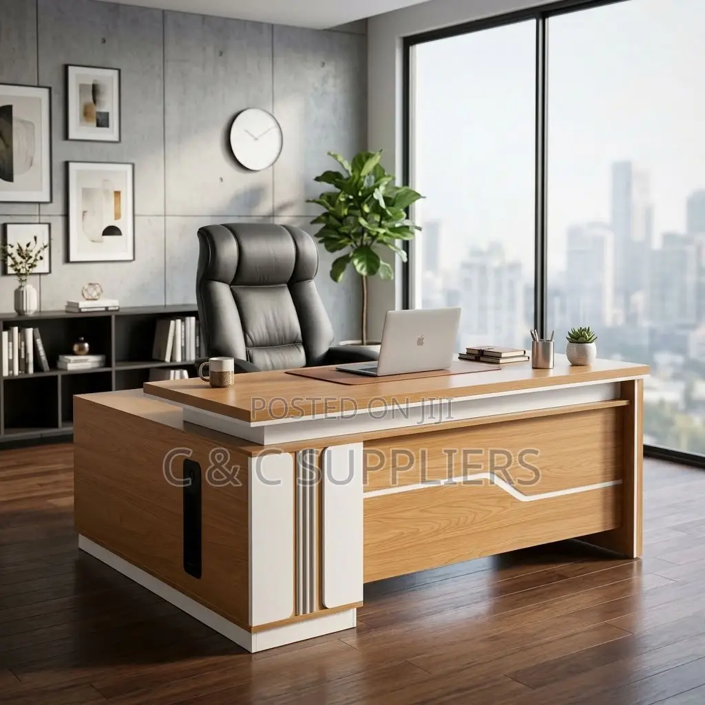 1.8M Brown Imported L-Shaped Desk