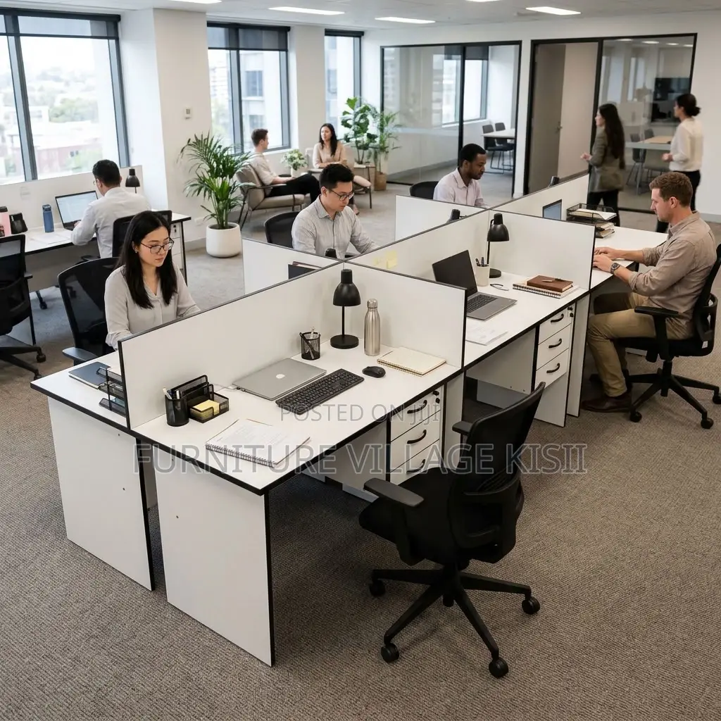 White 6-Way Local Office Workstation
