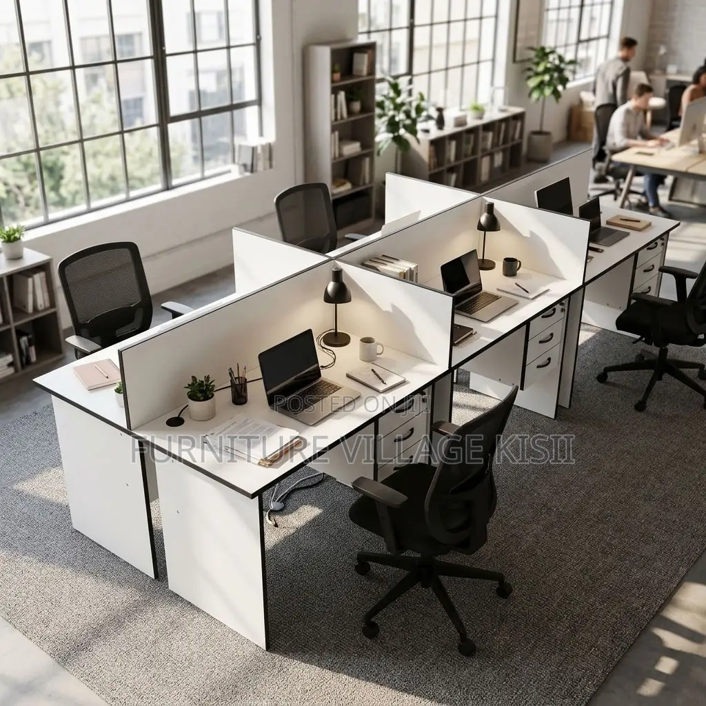 White 6-Way Local Office Workstation