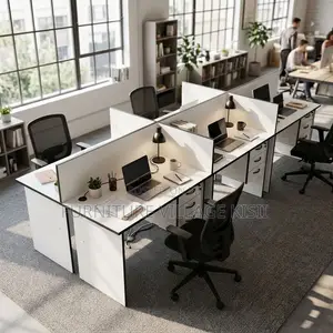 White 6-Way Local Office Workstation