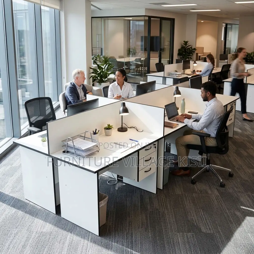 White 6-Way Local Office Workstation