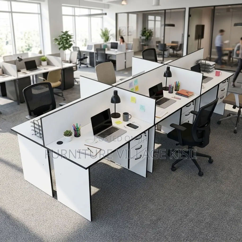White 6-Way Local Office Workstation