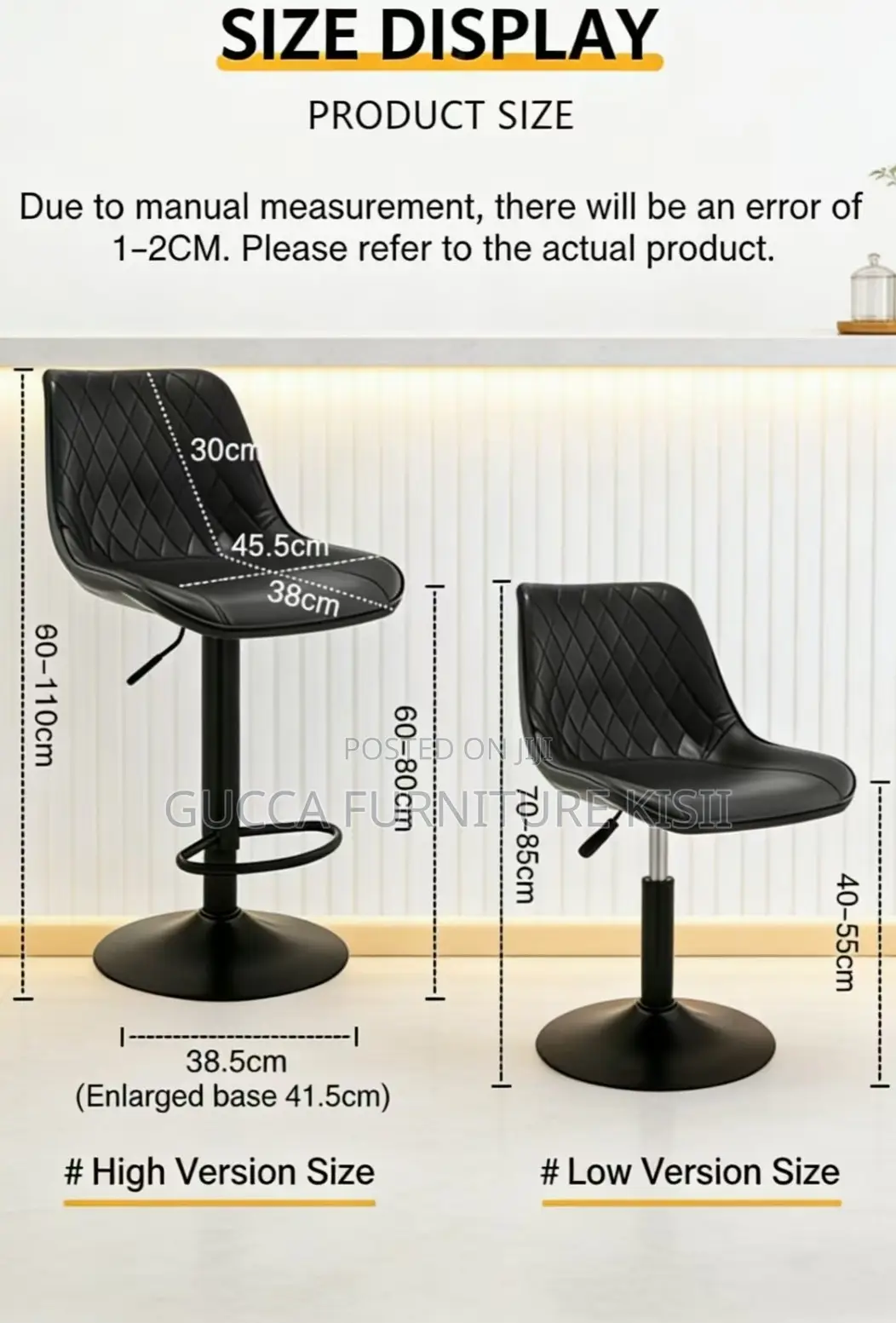 Carbon Black Swivel Ergonomic Leather Barstool