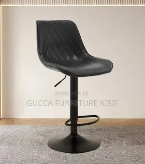 Carbon Black Swivel Ergonomic Leather Barstool