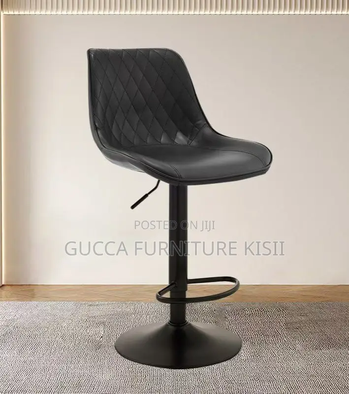 Carbon Black Swivel Ergonomic Leather Barstool
