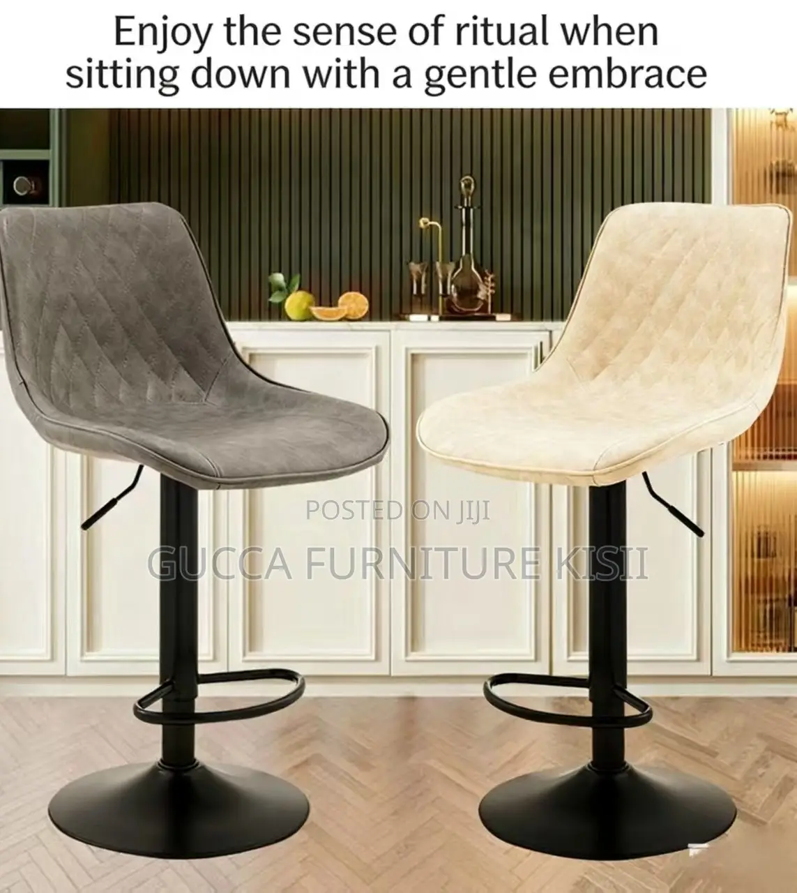 Carbon Black Swivel Ergonomic Leather Barstool