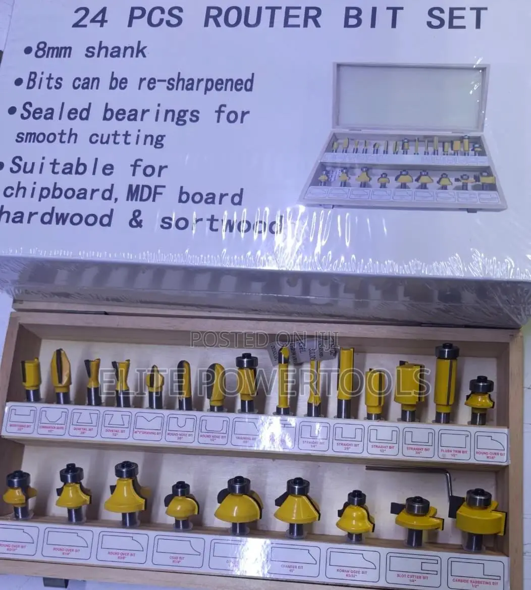 24-Piece Tungsten Carbide Router Bit Set