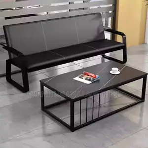Black Reception Office Sofa-Pu Leather