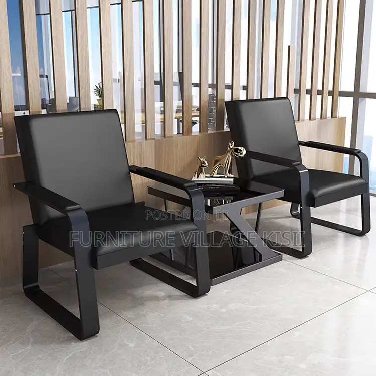 Black Reception Office Sofa-Pu Leather
