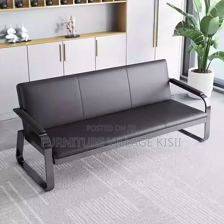 Black Reception Office Sofa-Pu Leather