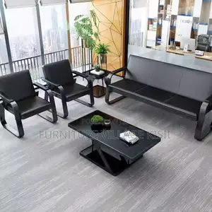 Black Reception Office Sofa-Pu Leather