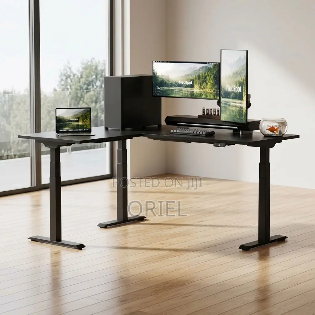 Electric L-Shaped Executive Desk – Modern Director’s Workstation